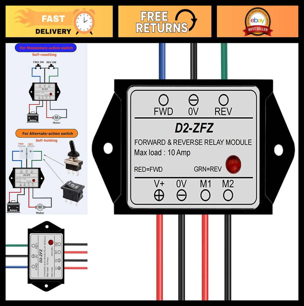 12V 10A Relay Module with LED Indicator for Motor Control, Winches, Lifts & More