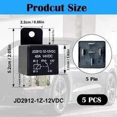 Kalmaegee 5 Pack Relays 12V 40A, 5 Pin Relay Model JD2912-1Z-12VDC