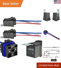12V DC Waterproof 4-Pin Automotive Relay Kit 40A 30A 2 Pack