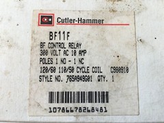 Cutler-Hammer BF11F BF Control Relay 300 Volt AC 10 Amp Poles 1 NO – 1 NC 120/60