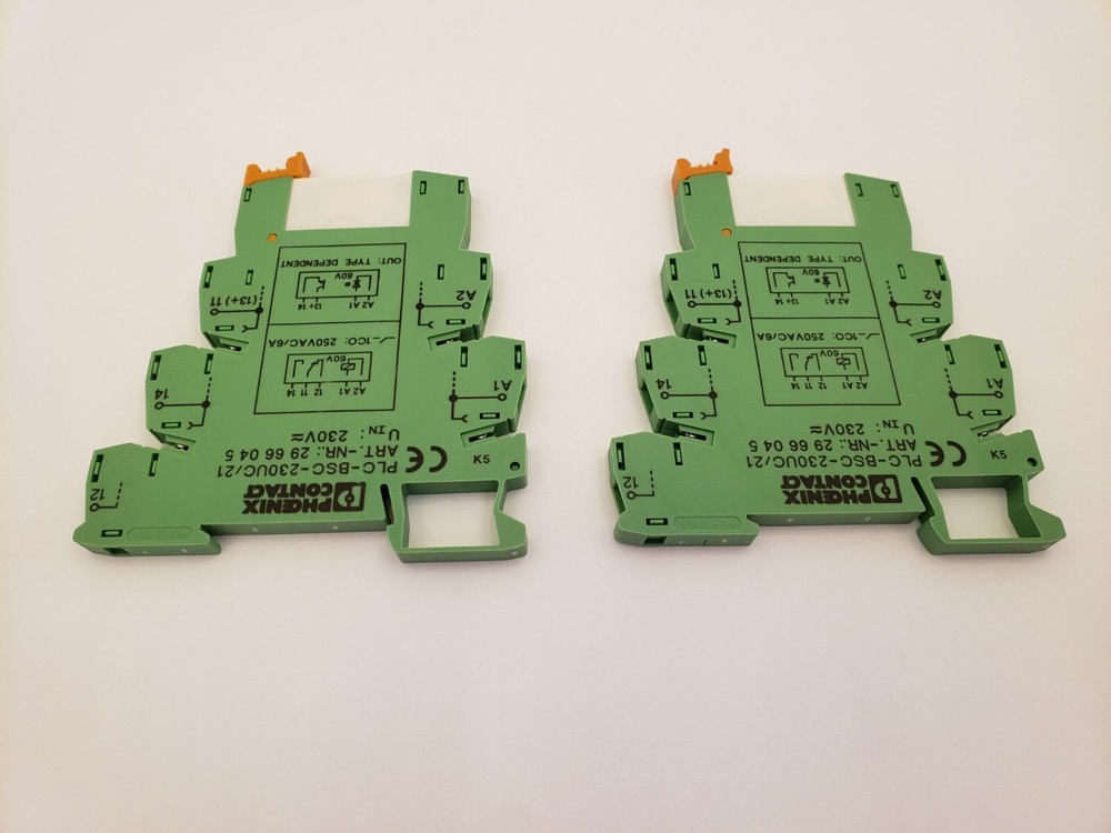 PHOENIX CONTACT PLC-BSC-230UC/21 TERMINAL BLOCK W/2961134 RELAY (LOT OF 2) NNB