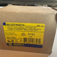 SQUARE D 8910DPA42V14 Dfinit Prpose Contactr,24VAC,40A,2P,Open