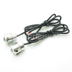 2 x White DC12V 3W 18mm Push Snap in Eagle Eye Car LED DRL Light Slim Silver 12V
