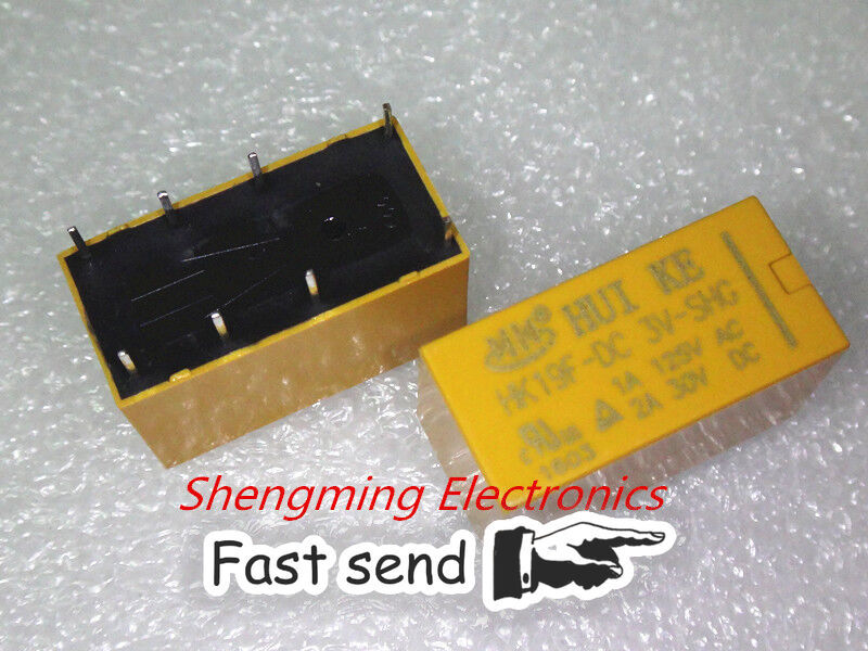 10pcs HK19F-DC 3V-SHG DC 3V Coil DPDT 8Pins 2NO 2NC PCB Mini Power Relay