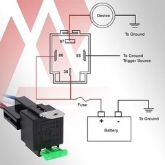 12V 40A SPST 4 Pin Relay with 30A Fuse, Normally Open 1NO and 14 AWG Wiring 1