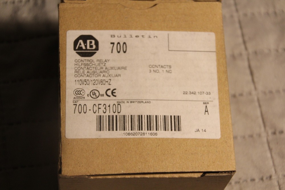 Allen Bradley 700-CF310D Control Relay 120v-ac, New in box! Fast Free Shipping!