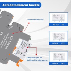 (10pcs) 24V Relays,din Rail,24V Coil dc/ac,Silm,PLC Signal Relay,HF41F/12-ZS 5 P