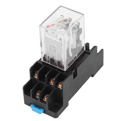 HH53P-L 11Terminal 3PDT DIN Rail Red Light Power Relayw Socket Coil AC110V 35