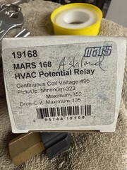 MARS 19168 Potential Relay HVAC 35A 208/240VAC Coil 4-Pin RVA6A03D