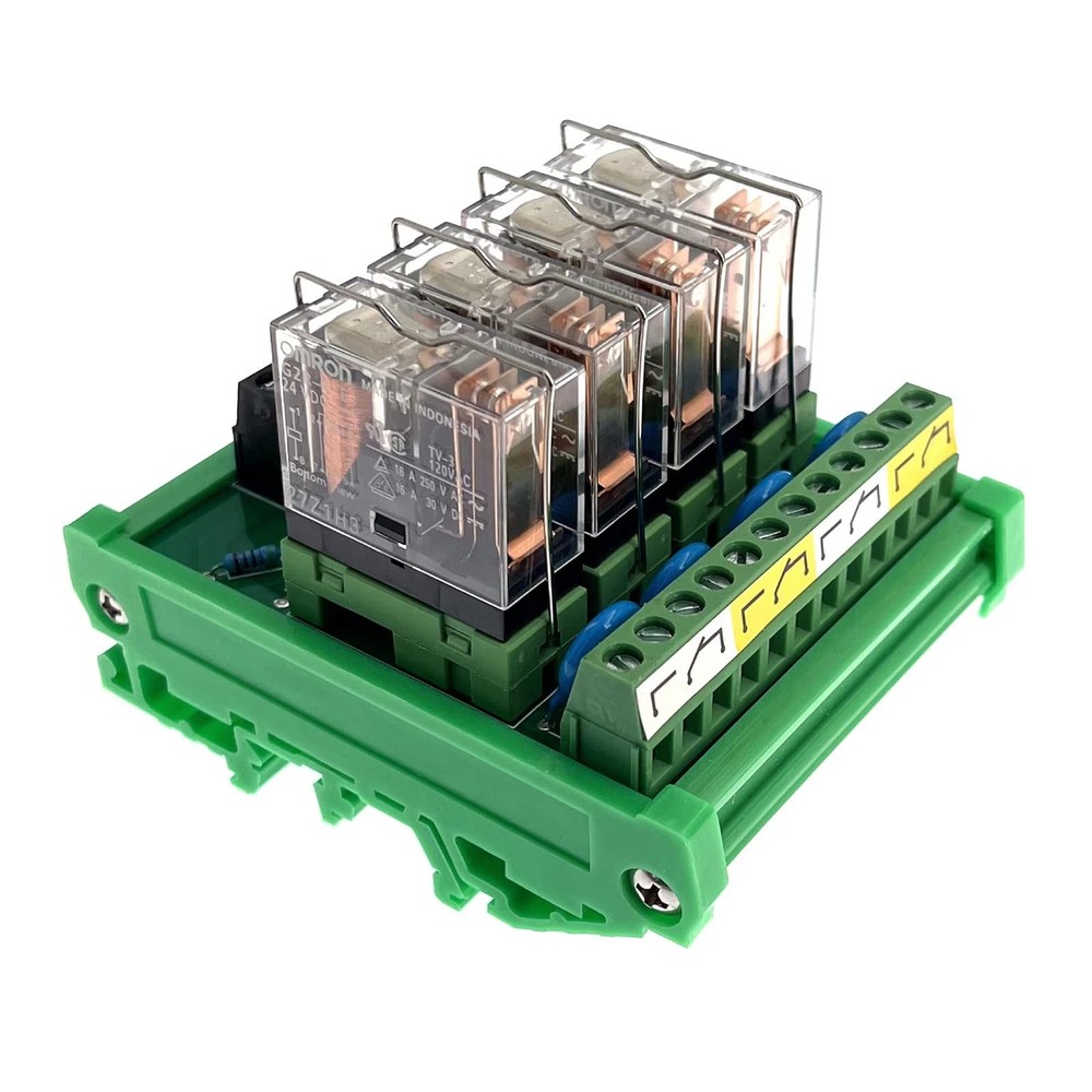 4 Channel AC/DC 24V Rail Mount Relay Interface Module, G2R-1-E