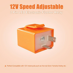 2Pcs 2-Pin 12V Speed Adjustable LED Electronic Flasher Relay Fix Motorcycle Turn