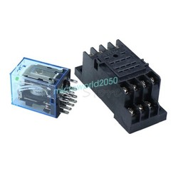 MY4NJ 12V/24V/110V/220V Coil Power Relay / DIN Rail Mounted Base 14-Pin 4PDT FC