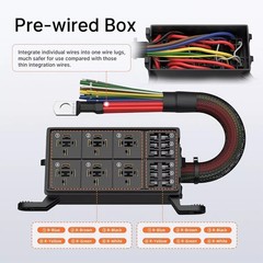12V 4Pin Fuse Relay Box With 6 Relays &6 Way For Car Marine Boat Fuse Block US