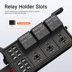 12V Relay Box 6 Way Relay Fuse Box 12 AWG Pre-Wired Waterproof Relay Box 6 Slot