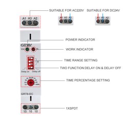 GEYA Off Delay&On Delay Time Delay Relay Timer Cycler Switch DC24V AC230V Timing