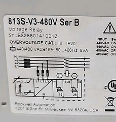 Allen-Bradley 813S-V3-480V Ser B MachineAlert 3-Phase Voltage Monitoring Relay