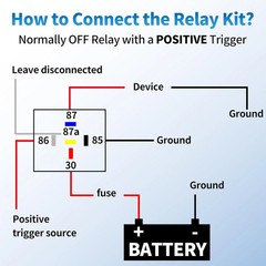 5-Pin Waterproof Relay Kit 40/30 AMP 12V Relay Switch with Harness 12&16 AWG Tin