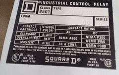 Square D 8501 Type X X0 1200 Ser. A Industrial Control Relay Lot of 5