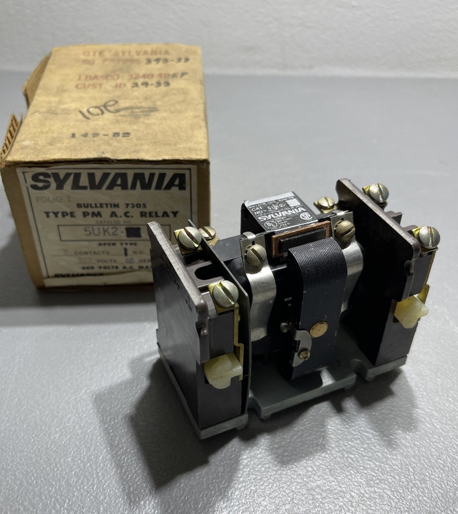 Sylvania 5UK2 Bulletin 7305 Type PM A.C. Relay 2 Contacts 600V
