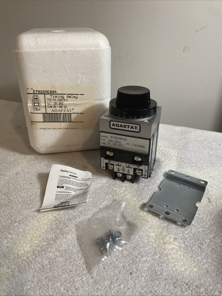Tyco AGASTAT E7022AE004 / 7022AE Timing Delay Relay 20-200 sec – 120 V 60HZ New
