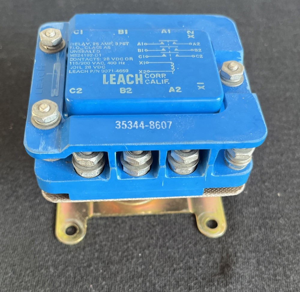 LEACH CORP RELAY 9071-4659 MS24192-D1 RELAY 3P1T 28VDC COIL 5945-00-549-6348USED