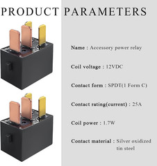4 PCS Car AC Relay, G8HL-H71-12VDC 4 Pins AC and Starter Relays, Multiple Power