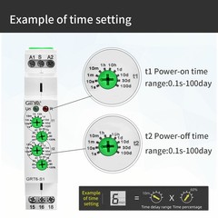 GEYA Asymmetric Cycle ON/OFF Timer Relay Switch 16A AC/DC12-240V Cycle Din Rail