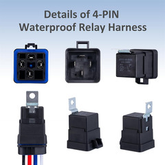 4-Pin 12V DC Waterproof Relay Switch with Harness 40/30 Amp for Car Horns Fans